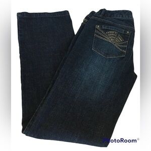 White House Black Market Dark Wash Denim Jeans Blanc 0S Rhinestones Embellished